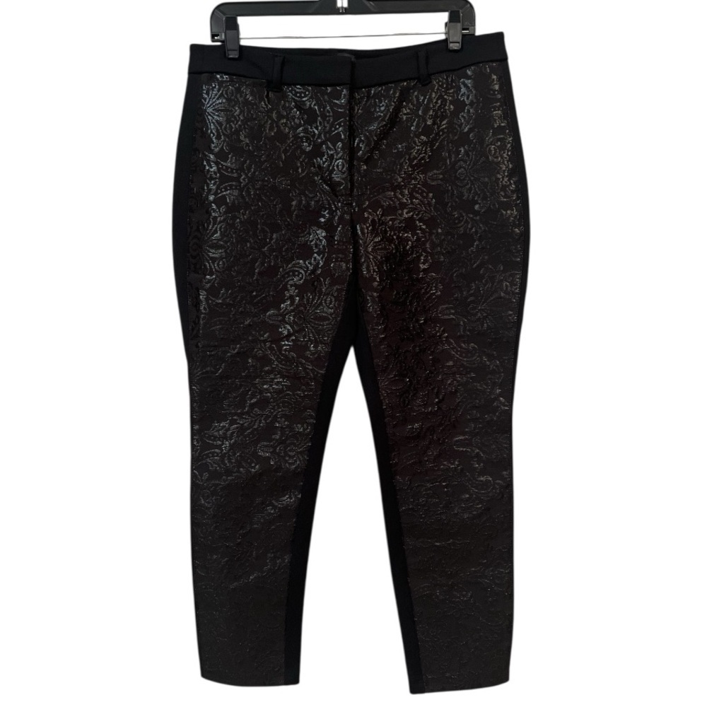 White House Black Market The Skinny Black Paisley Print Pants - Size 12 NWOT